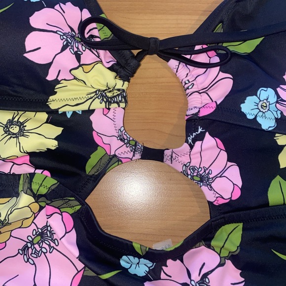Victoria's Secret PINK Triangle Cutout One-Piece‎ Swimsuit Size L Retro Floral - Picture 11 of 13